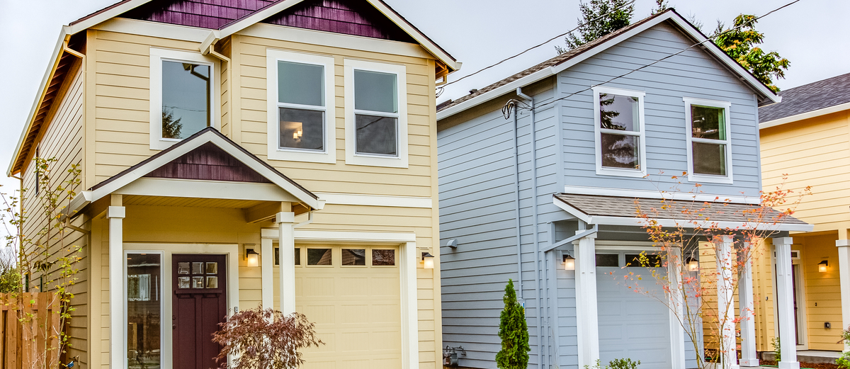 Yellow and Blue Townhouse - affordablehome