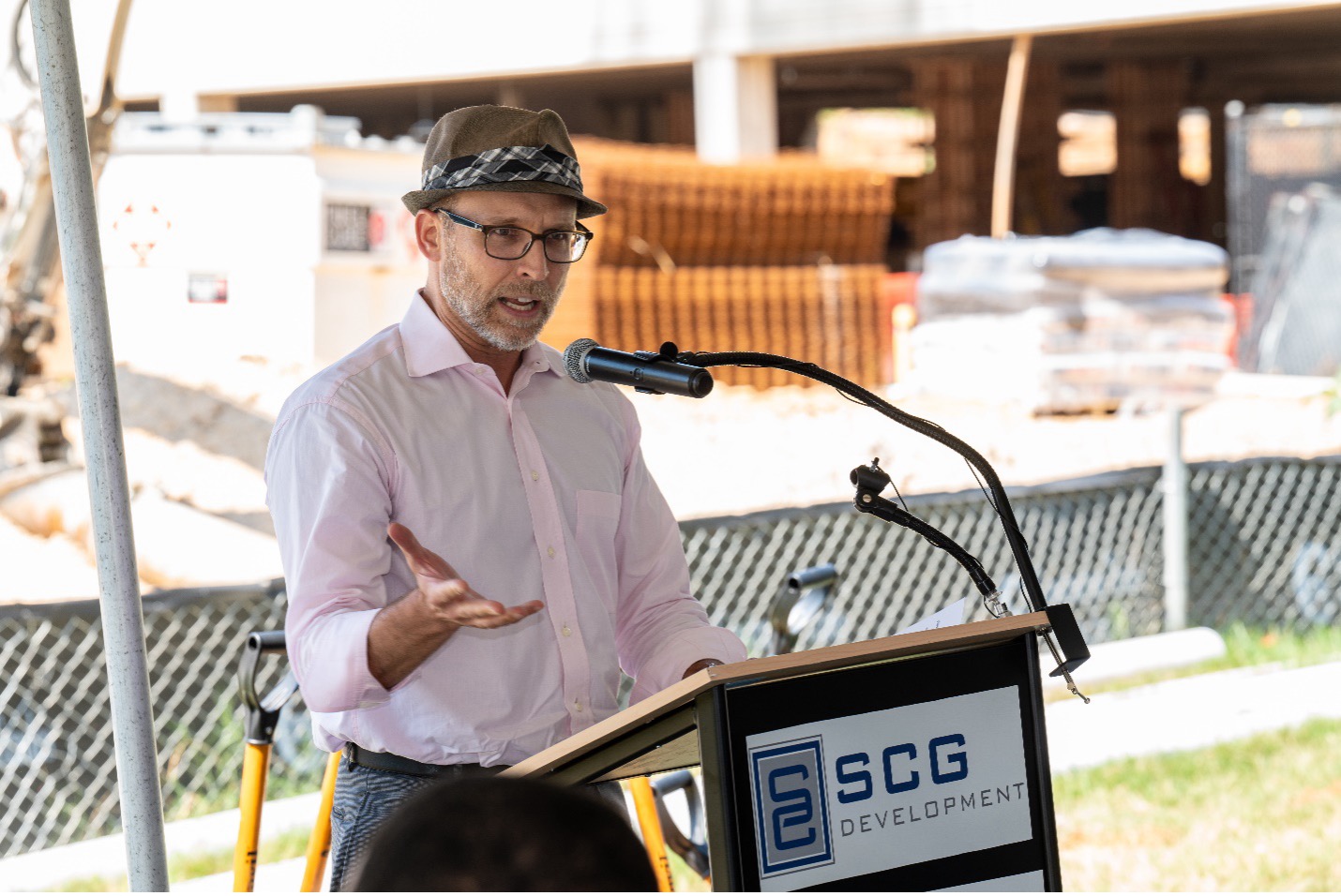 Ed Trageser gives remarks at groundbreaking of Somos McLean